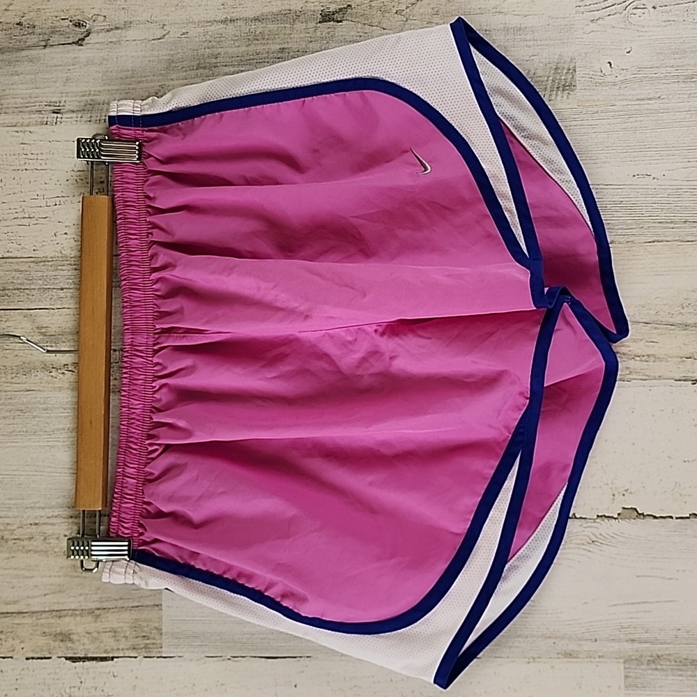 Nike Dri-Fit pink blue white mesh running shorts builtin underwear Size Large